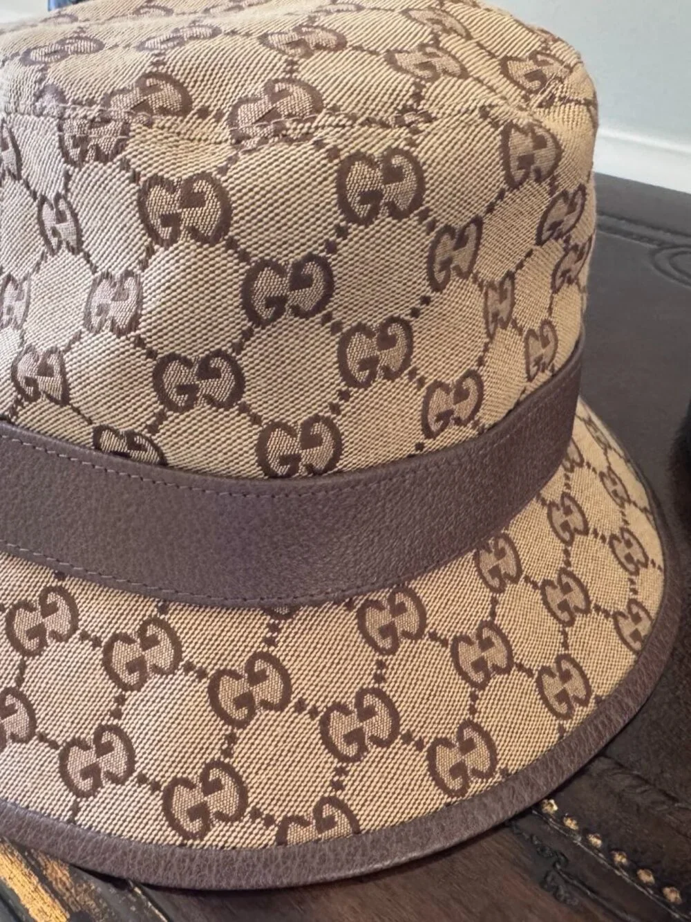 GUCCI GG Monogram Canvas Hat, sz L
